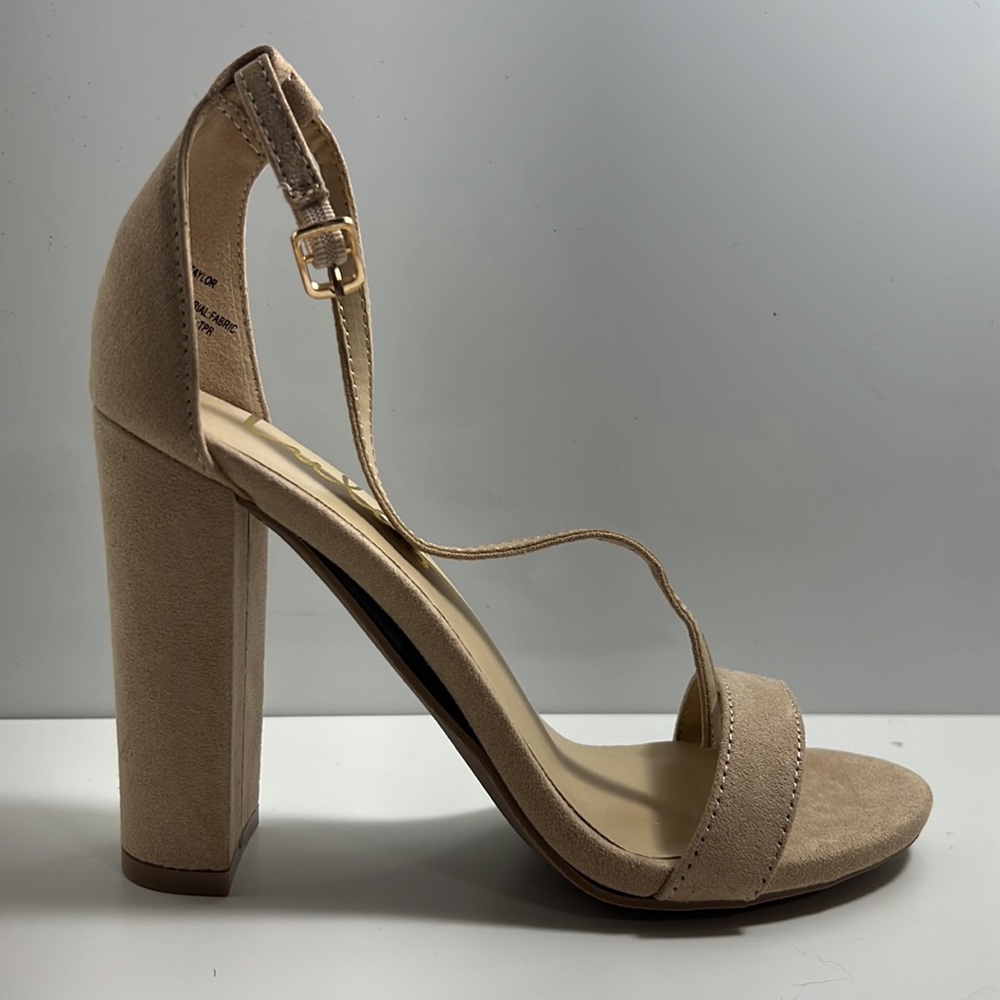 Taylor Natural Suede Ankle Strap Heels